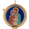 Holyart Teche Eucaristiche: Teca Eucaristica Sacra Famiglia Colorata Sfondo Blu 3x5 cm