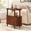 PADMA HOUSE Tavolino in legno massello con 2 cassetti, sottile tavolo da soggiorno con scaffalatura, stile vintage, sottile, colore: ciliegio e noce (1, marrone)