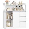 Hzuaneri Mobile Bagno, 2 Anta, 3 cajones, Ripiani Regolabili, Grande Capacità di Stoccaggio, Moderno, per Soggiorno o Bagno, Dimensioni, 30 x 80 x 92 cm, Bianco 5280003X