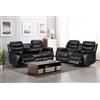 Generic Set Divano 3+2 Posti Reclinabile in Pelle Nera, con Portabicchieri Integrati, Stile Moderno per Soggiorno e Home Theater