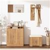 MURUL Set di appendiabiti da corridoio, 140 x 35 x 133 cm, con scarpiera e scarpiera, 1 specchio, 4 ganci, 5 ante, naturale