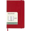 Moleskine Agenda Settimanale 2027, Planner 12 Mesi Con Spazio Per Note, Copertina Rigida e Chiusura Elastica, Formato Pocket 9x14 cm, Colore Rosso Scarlatto