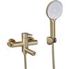 PHASAT Rubinetti per vasca con doccetta Rubinetto per vasca a parete Rubinetto Oro per vasca da bagno Bocca girevole a 90 ° PTBG04E
