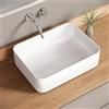 Bazyths Lavabo da Appoggio Bianco in Ceramica Lavabo Moderno per Bagni Ospiti Ristorante (40.5x30.5x14 cm)
