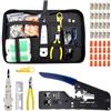 Wowfast Pinza crimpatrice RJ45, set di strumenti di rete con 20 connettori RJ45 Cat7/Cat6a Pass Through, tester di rete, strumento di perforazione LSA, spelafili, strumenti professionali di riparazione RJ45/R