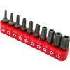 AERZETIX - C45933 - Set di 10 punte 1/4'' T8,T10,T15,T20,T25,T27,T30,T40,T45,T50 - per vite inviolabile di sicurezza - supporto/kit per cacciavite - stella a 5 lati - acciaio S2