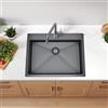 MELANSTAR 55 x 45 cm, Lavello Cucina 1 Vasca con Set di Drenaggio, Lavabo Cucina con 2 Fori, Acciaio Inox