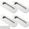 Zasvec Maniglia Incasso per Porta Scorrevole Ovali 4 pezzi Maniglie da Incasso per Porta Maniglia Porta Scorrevole Maniglie Nascoste in Acciaio Inossidabile 12cm con Viti per Cassetti Armadio Argento