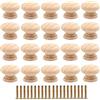 Zasvec Pomello Legno 20 Pezzi Pomelli Legno Pomelli per Mobili Pomelli Cucina Pomelli per Cassetti Pomelli in Legno Maniglie Armadio Manopole Cassetto in Legno con Viti per Cassetti Armadi 35 mm