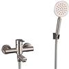 HomeLava Rubinetto per vasca da bagno con montaggio a parete, rubinetto in nichel argentato spazzolato, con doccetta in acciaio inox SUS304, miscelatore per doccia