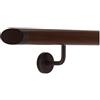 TIBU Corrimano in alluminio noce, decorazione in legno, 30-600 cm, corrimano da parete per scale, supporto in acciaio inox, lunghezza 180 cm, con 2 supporti e terminale obliquo