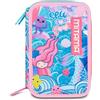 Mitama Astuccio Scuola 3 Scomparti, TRIPLO OCEANVIBES, Contenuto 47 pz, Completo di Matite, Pennarelli, Portapenne Scuola Elementare Bambina