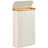 Merkisa Cesto portabiancheria sottile alto con coperchio, 60 l, cesto per biancheria sporca, con manico in bambù, per giocattoli, asciugamani, vestiti, colore: beige