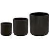 Amazon Basics Rotondo Vasi in ceramica scanalati di dimensioni assortite, 3 unità, nero, 15.2 cm, 20.3 cm, 25.4 cm