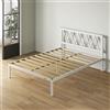 Novilla Rete Letto Matrimoniale 180x200 con Testiera e Pediera, Struttura Letto a Doghe in Legno, Spazio di Archiviazione Sotto al Letto, Perfetto per Tutti Tipi di Letti e Materassi, Bianco