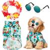EKKONG Set 3 Camicie Hawaiane per Cani con Occhiali da Sole e Ghirlande di Fiori, Abbigliamento Estivo per Cani e Gatti Piccoli e Medi, Outfit da Spiaggia Vacanze Feste (Verde)