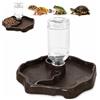 ZoneYan Distributore Acqua Rettili, Abbeveratoio Tartarughe di Terra con Bottiglia, Tartarughe di Terra Ciotola per Mangiatoia, Dispenser Acqua Rettili per Tartaruga (S,Marrone Scuro)