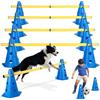Alitree Set Agilità Cani, 8 Coni (24cm) + 4 Aste (81cm), Set Ostacoli Regolabili in Altezza, Cane Cavaletti per Allenamento Cinofilo, Parcour Bambini, Addestramento Cani e Coordinazione Sportiva