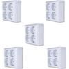 REV PlanoLuxe - Set di 5 prese a parete con cornice e inserto, 4 prese, colore: Bianco