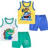 NautySaurs - Set di 4 pezzi per bambini con canottiera e pantaloncini in cotone, senza maniche, per l'estate, 4-5 anni