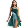 CHICTRY Vestito da Ballo Elegante Senza Maniche Abito Danza Standard Tutu Danza Classica Ragazza Ballerina Body Ginnastica Ritmica Gara Vestiti Latino Ballo Contemporaneo Verde L