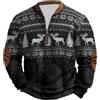Generisch Divertente maglione natalizio da uomo, con stampa di Babbo Natale, maglione invernale da uomo, mezza zip, scollo rotondo, felpa a maglia, abbigliamento natalizio, abbigliamento casual