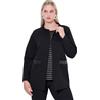 Ulla Popken Giacca di Felpa con Decorazioni, Scollo a Girocollo e Chiusura con gancino Nero 54+ 844916100-54+