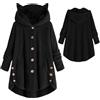Ancsttu Calda felpa con cappuccio in peluche, elegante unita fuzzy loungewear giacca in pile caldo cappotto invernale da donna cappotto in peluche per autunno inverno abbigliamento casa, Nero ,