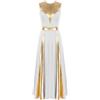 Freebily Donna Abito da Liturgico Manica Lunga Abito da Lode Gonna Lunga Culto Scollo Rotondo Maxi Vestito da Balletto Danza Lirica Ginnastica Swing Costume da Ballo Borgogna M
