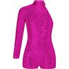CHICTRY Body da Ginnastica Artistica Bambina Paillettes Metallico Leotards Vestito Danza Classica Jumpsuit Manica Lunga Body da Balletto Jazz Danza Moderna Performance Viola A 15-16 anni