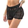 FEOYA Pantaloncini da bagno da donna con ritaglio all'uncinetto, costume da bagno da spiaggia, copricostume da bagno con fondo traforato, elastico in maglia, pantaloncini da spiaggia per surf rave