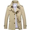 WSLCN Trench da uomo corto monopetto leggero di media lunghezza slim giacca a vento in cotone giacche, Beige, XXL