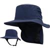 Huakunda Cappello da surf da uomo e donna, con protezione rimovibile per il collo, protezione UV UPF50+, cappello da spiaggia, cappello da pesca, per surf, escursionismo, Blu scuro, Taglia unica