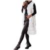Generisch Gilet lungo da donna, in pelliccia sintetica, morbido, elegante, senza maniche, in tinta unita, con chiusura lampo, O bianco., XL