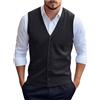 WOXIHUAN Gilet Maglione da Uomo con Scollo V Maglioncino Smanicato Senza Maniche Pullover Gilet Cotone in Maglia Invernale Maglioni e Cardigan da Uomo Casual Nero XXXXL