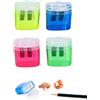 Forevat Temperamatite con contenitore, confezione da 4, temperamatite con lattina, coperchio con design a doppio foro per bambini, temperamatite portatile, temperino, sharpener per la s