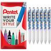 Pentel Energel BLN75 - Penna a sfera retrattile con inchiostro gel, 0,5 mm, 54% riciclata, inchiostro nero, confezione da 6, takoyaki