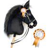 Hobby Horse Land Hobby Horse Nero A3 Puro Sangue, Cavalletto Bastone Completo di Rete, Mors, Redina e Flot. Testa di cavallo bastone per Hobby Horsing Bambini E Adolescenti