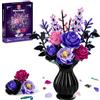 TYCOLE Rose Viola Bouquet in Mattoncini, 806 Pezzi, Decorazione Gotica, 6+ | Fiori Artificiali, Collezione Botanica, Set DIY, Regalo di Compleanno, Natale & Festa della Mamma per Donne, Ragazze & Adulti