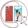 ISOI Cover con Cordino per Motorola Edge 60 Neo, Custodia Trasparente con Collana Tracolla Laccio Collo Ultra Sottile Morbido TPU Silicone Antiurto AntiGraffio Case, Rosa