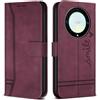 Bravoday Cover per Huawei Honor Magic5 Lite 5G / Honor X9A 5G, Flip Custodia in Pelle PU Portafoglio Custodia per Huawei Honor Magic5 Lite 5G / Honor X9A 5G, con Slot per Schede, Vino Rosso