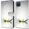 BLOTECH Flip Caso in Pelle Portafoglio Case for Samsung Galaxy A12 Glitter Custodia Magnetic Buckle 3D Brillantini Glitters in Pelle PU Portafoglio con Interno Soft Protettiva,Glowing Lotus