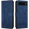 Bravoday Cover per Google Pixel 6, Flip Custodia in Pelle PU Portafoglio Custodia per Google Pixel 6, con Slot per Schede, Blu