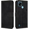 Bravoday Cover per Realme C21, Flip Custodia in Pelle PU con Slot per Schede, Portafoglio Custodia per Realme C21, Nero
