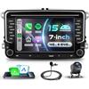 VECHTEL 4G+64G Autoradio Android 15 per VW Golf 5 6 Passat Jetta Caddy EOS T5 Tiguan Touran CC Polo, 7'' IPS Schermo Tactile co Carplay Android Auto senza Fili GPS WiFi USB/Tipo-C Bluetooth RDS Camera