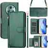 MOJIA Cover per Honor Magic 5 PRO / Magic5 PRO, Custodia Portafoglio in Pelle PU con Tracolla e Cinturino da Polso, Porta Carte Multifunzionale. Green