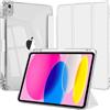 EspZanthic Custodia per iPad (A16) 11a/10a Generazione (2025/2022) con Portapenne e Morbido TPU Bumper, Posteriore Chiaro Trasparente Supporto per Tablet Cover Antiurto, Argento
