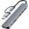 Ticenpe Hub USB C 8 in 2, 4 porte USB A, 1 porta dati USB-C, 1 alimentatore di tipo C, 5 V, lettore di schede SD/TF USB 3.0, compatibile con MacBook Air/Pro, iPad, Surface Laptop, Galaxy ecc