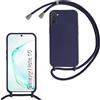 SLWYF Custodia per Samsung Galaxy Note10/Note10 5G Cover con Cordino, Silicone Antiurto TPU Morbido Corda Collana Necklace Regolabile Stylish con Catena Ultra Sottile Cover Case, Blu navy