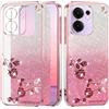 Yarxiawin Brillantini Custodia per OPPO Reno 14 fs 5g Morbido, Lusso Effetto Glitter per OPPO Reno 14 F Cover Trasparente Silicone Antiurto Rosa Case Sottile (Rosa)
